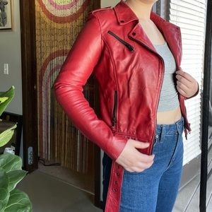 Red Leather Barney’s Jacket